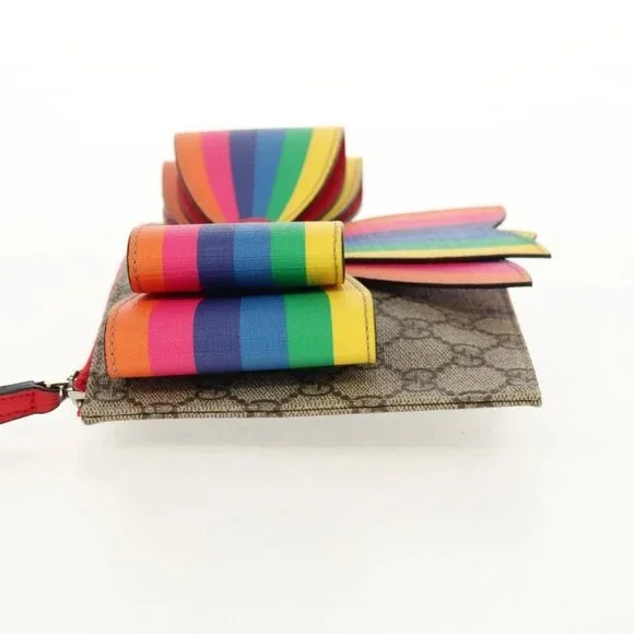 GUCCI GG Supreme Accessory Pouch PVC Beige 457233 Auth 148206V - Picture 4 of 15